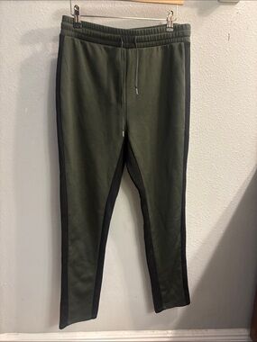 Forever 21 Olive Green Track Pants with Black Side Panels